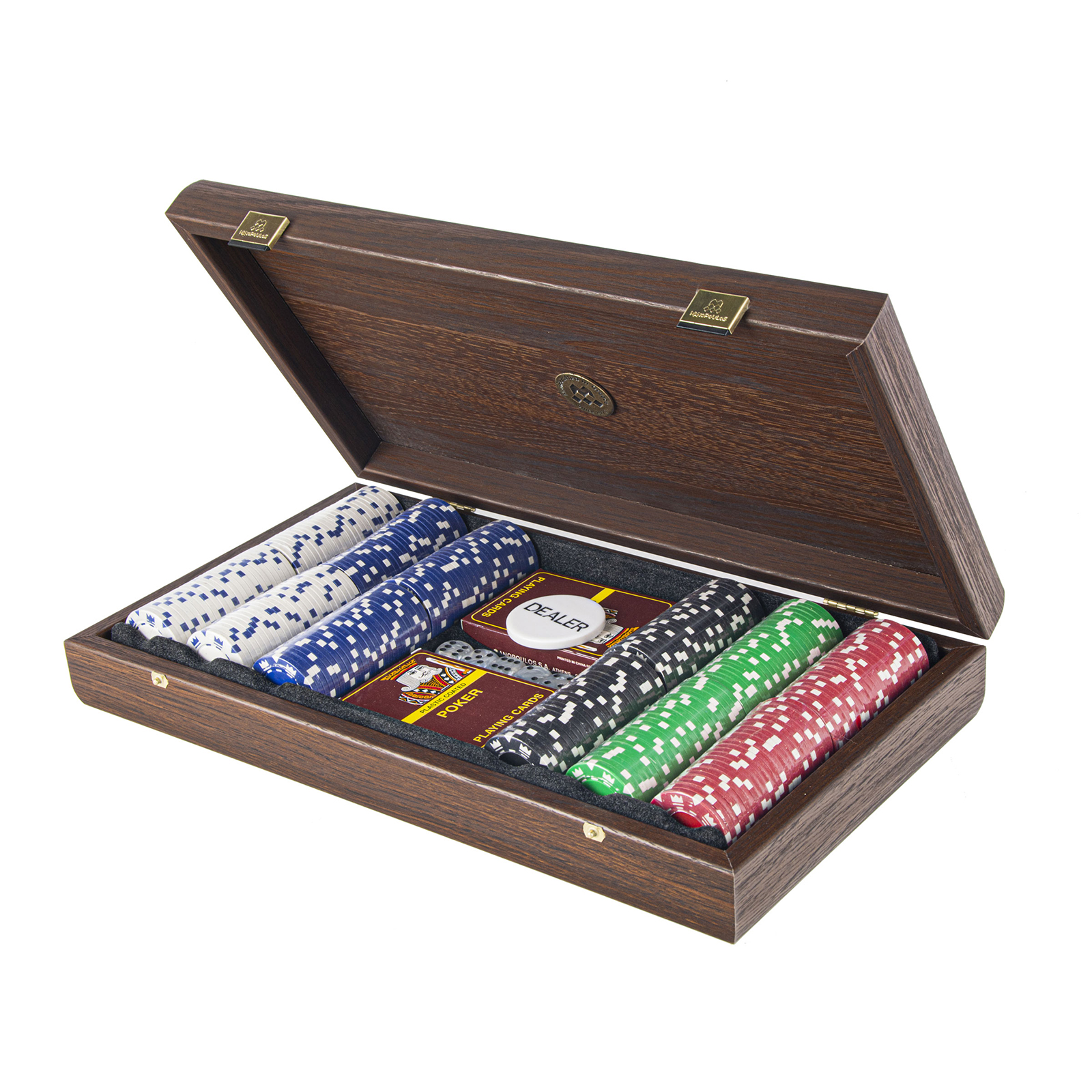 POKER SET im schwarzen Holzetui mit schwarzem Kunstlederdeckel POKER SET im schwarzen Holzetui mit schwarzem Kunstlederdeckel